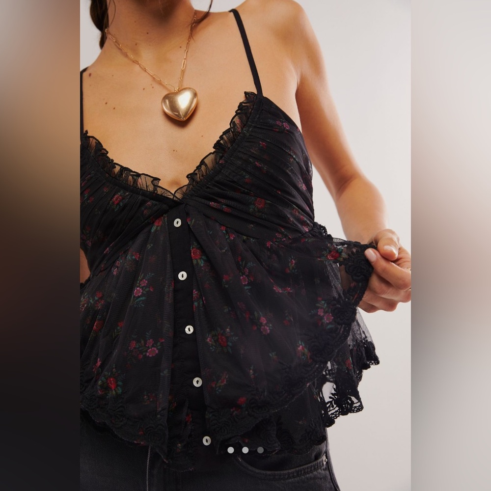 Free People Femme Fatale Printed Tank in Black